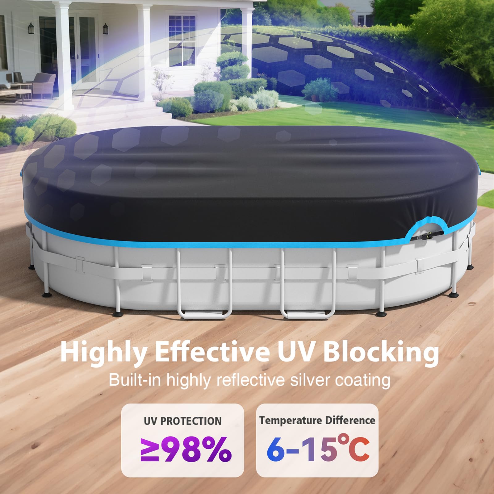 Close-up of AGROAIDE 10x16 Ft Oval Pool Cover fabric