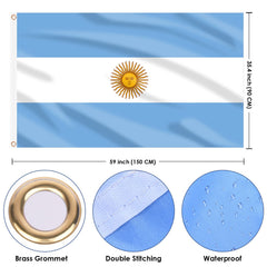 Close-up of AhfuLife Argentine Flag showing brass grommets