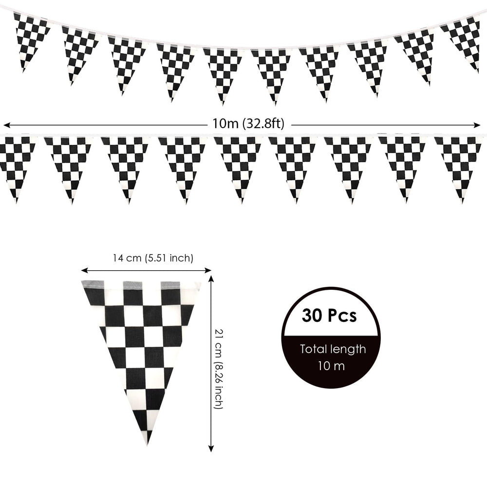 Close-up of AhfuLife checkered flags with vivid colours