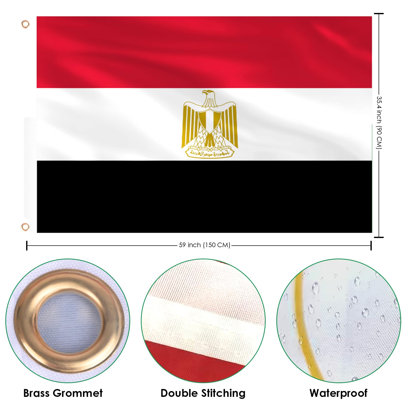 Close-up of AhfuLife Egypt Flag brass grommets