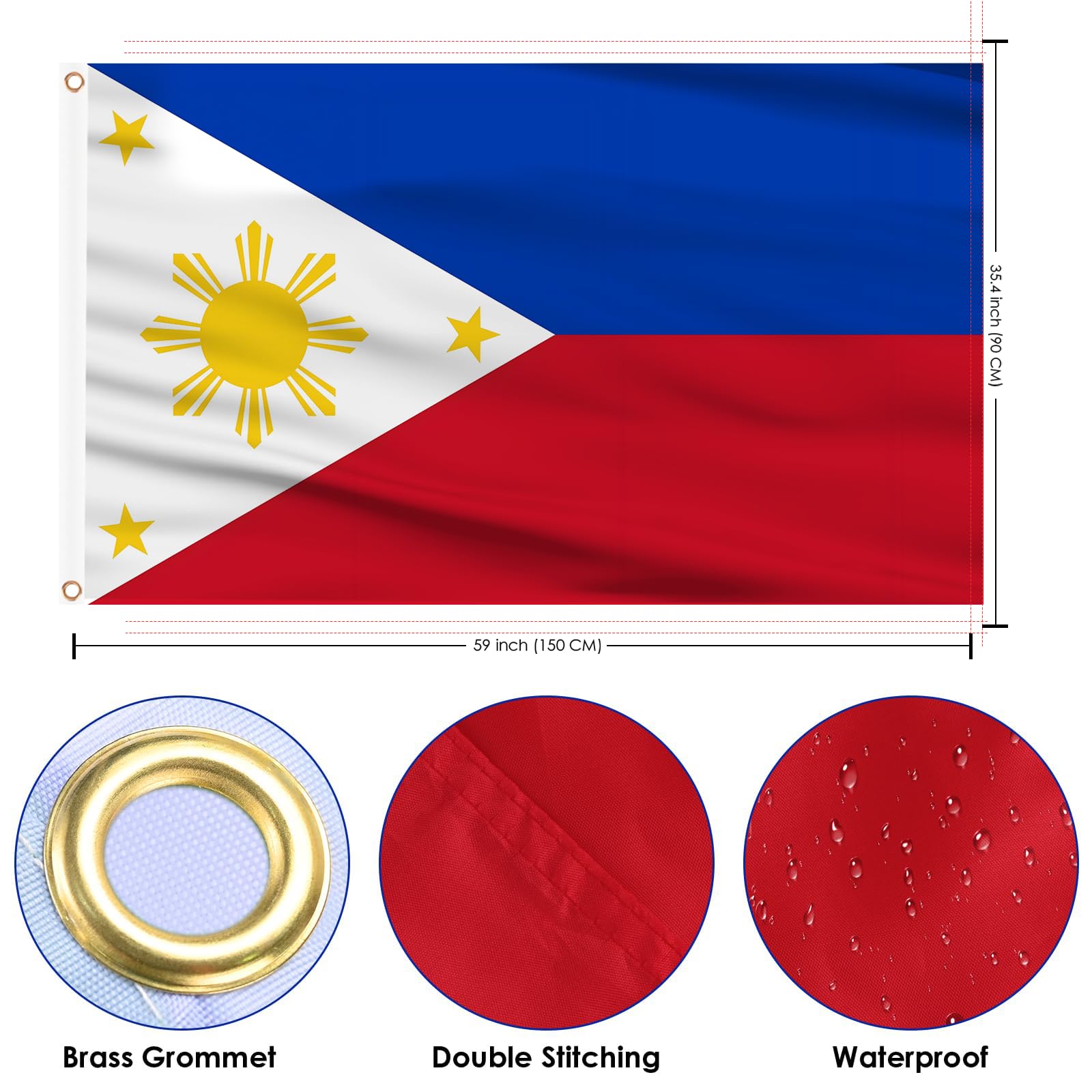 Close-up of AhfuLife Philippines Flag grommet detail