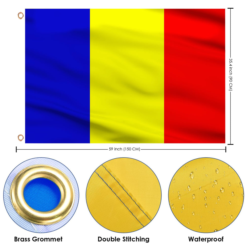 Close-up of AhfuLife Romania Flag fabric and stitching