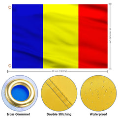 Close-up of AhfuLife Romania Flag fabric and stitching