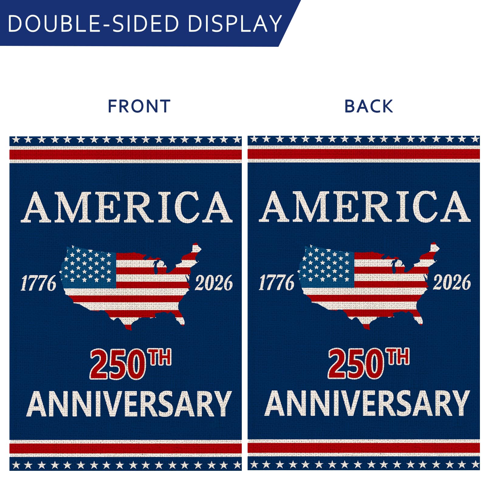 Close-up of AIBOLYNE 250th Anniversary USA Garden Flag details