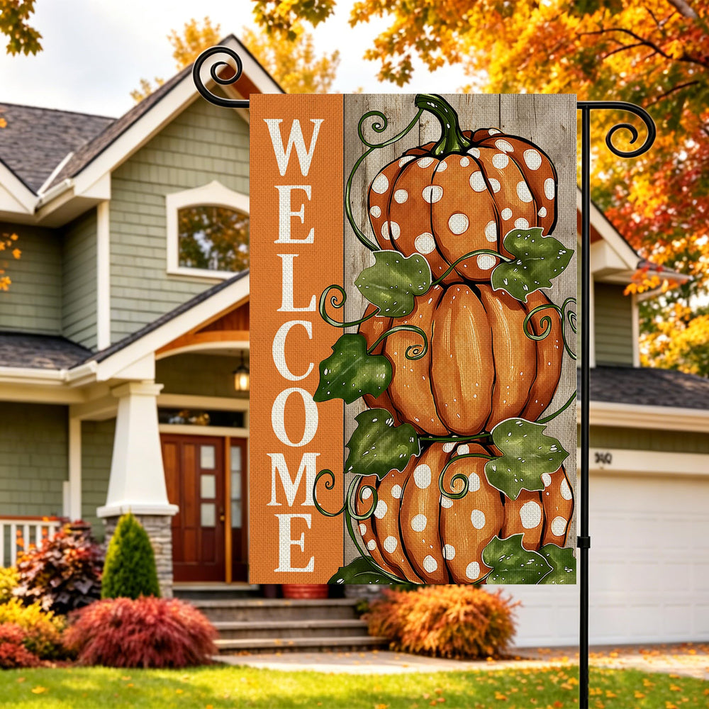 Close-up of AIBOLYNE Fall Garden Flag showing vibrant autumn colours