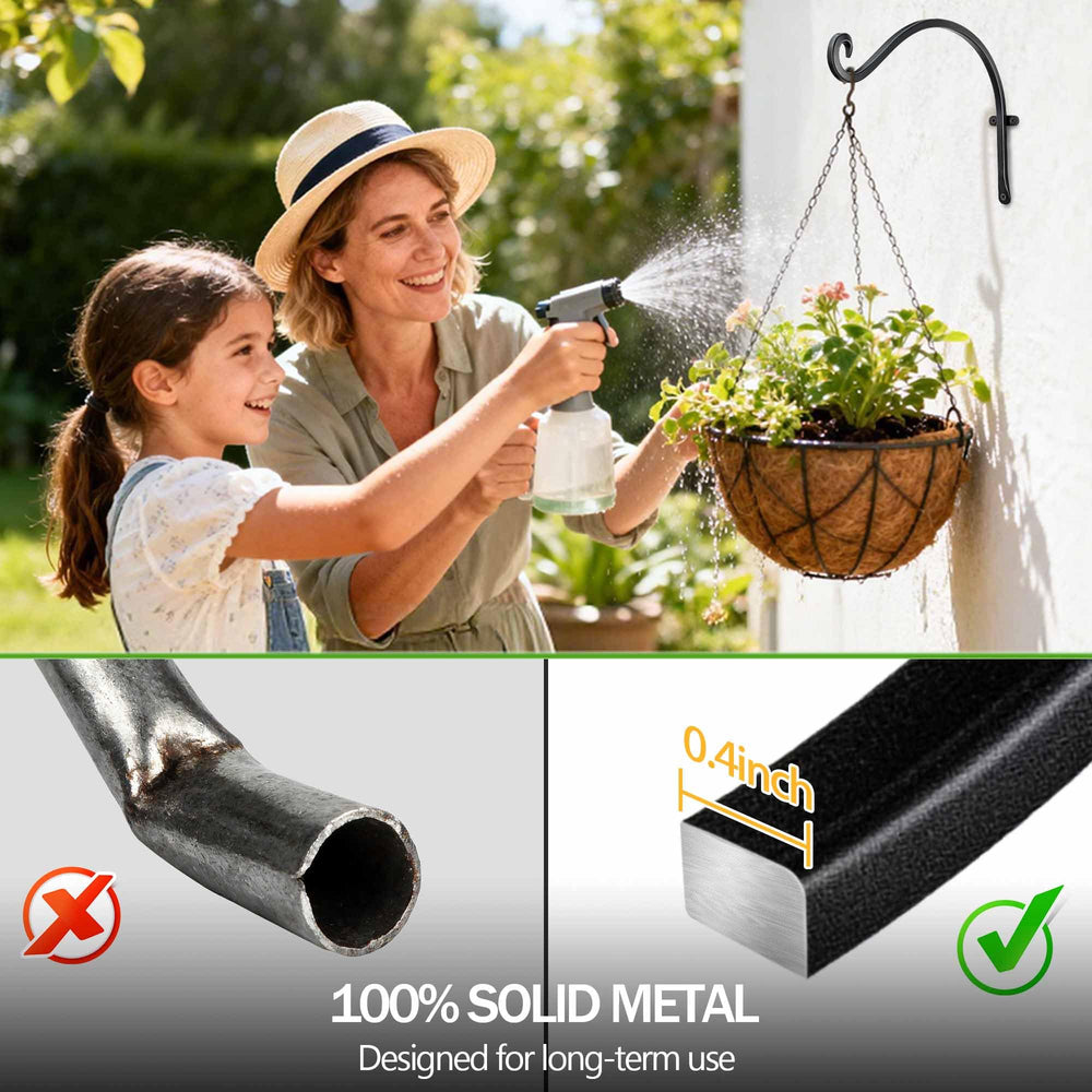 Close-up of AJART heavy-duty plant hanger's rust protection coating