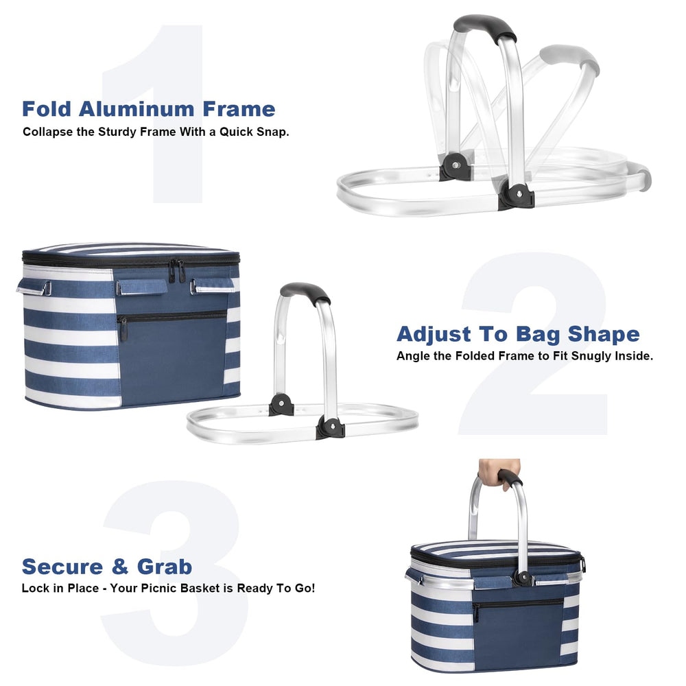 Close-up of ALLCAMP Picnic Basket zipper and insulation