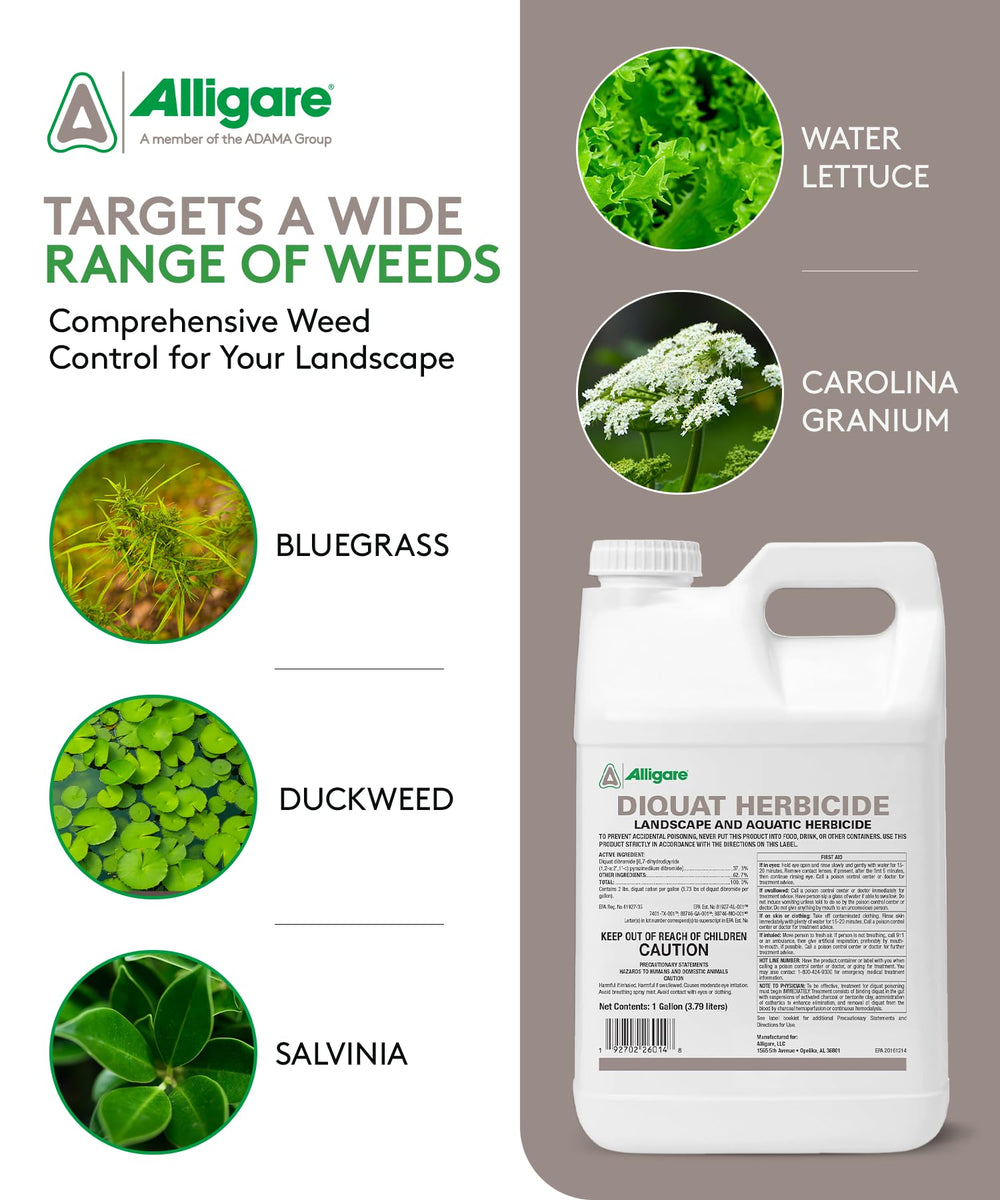 Close-up of ALLIGARE Diquat Herbicide label