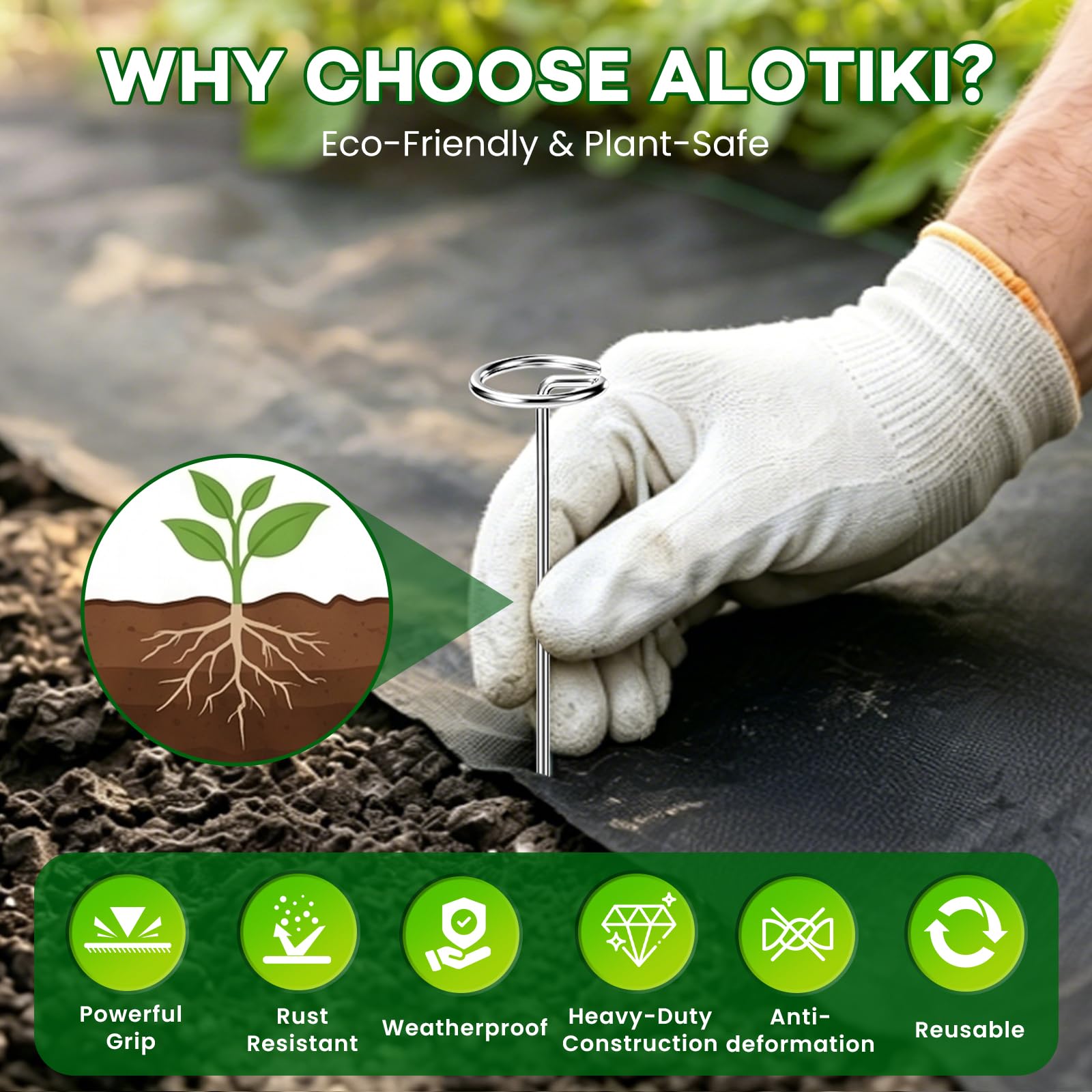 Close-up of Alotiki 6 Inch Landscape Staples