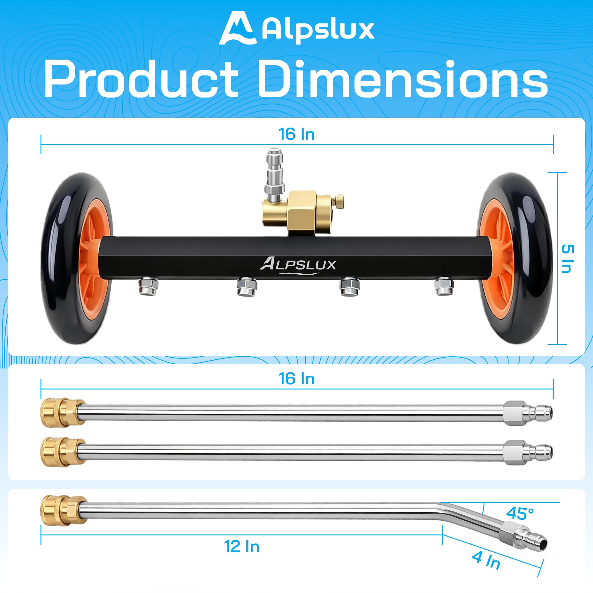 Close-up of alpslux Undercarriage Cleaner spray nozzles