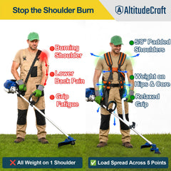 Close-up of AltitudeCraft harness shoulder straps with padding