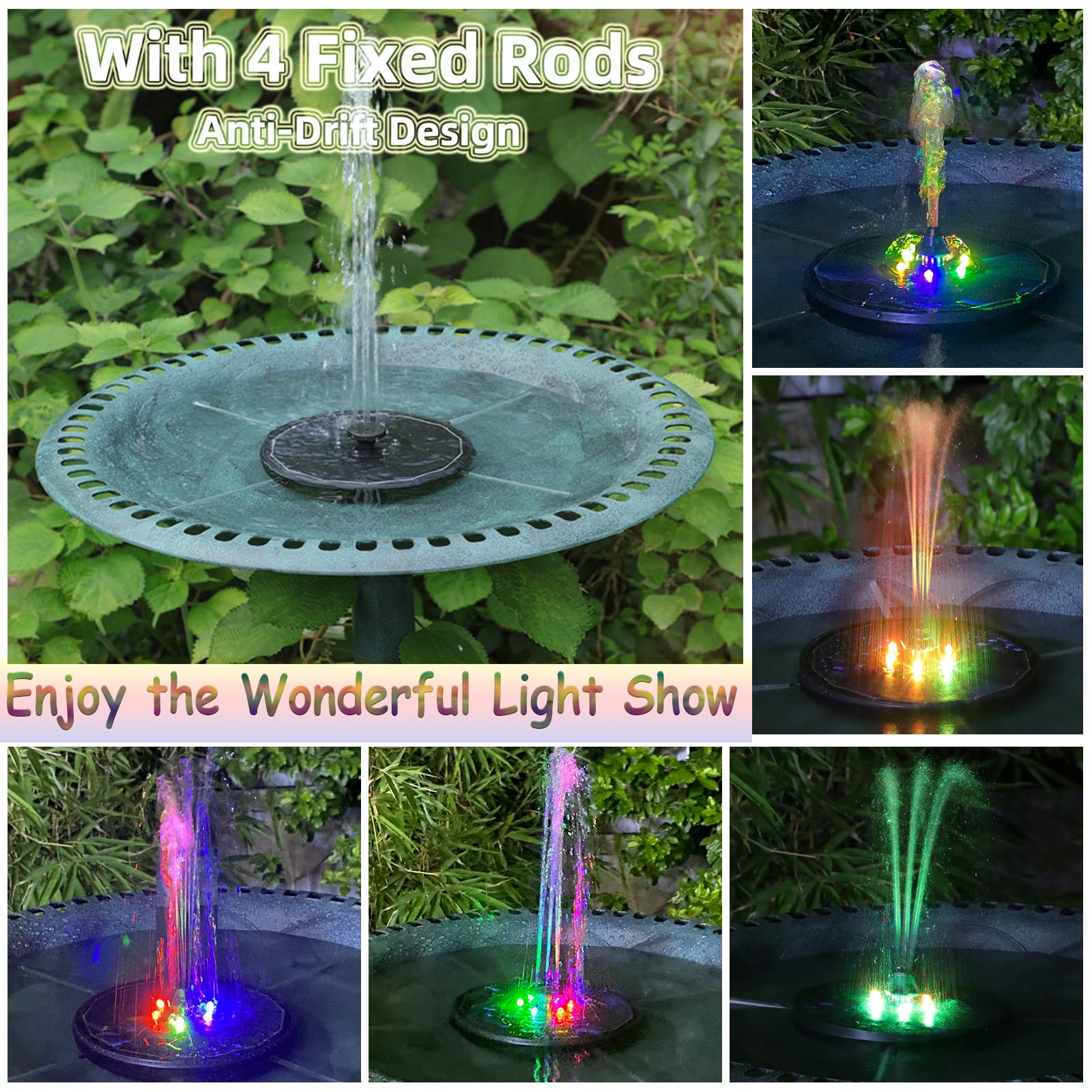 Close-up of ALUKIKI Solar Fountain with glass panel and filter