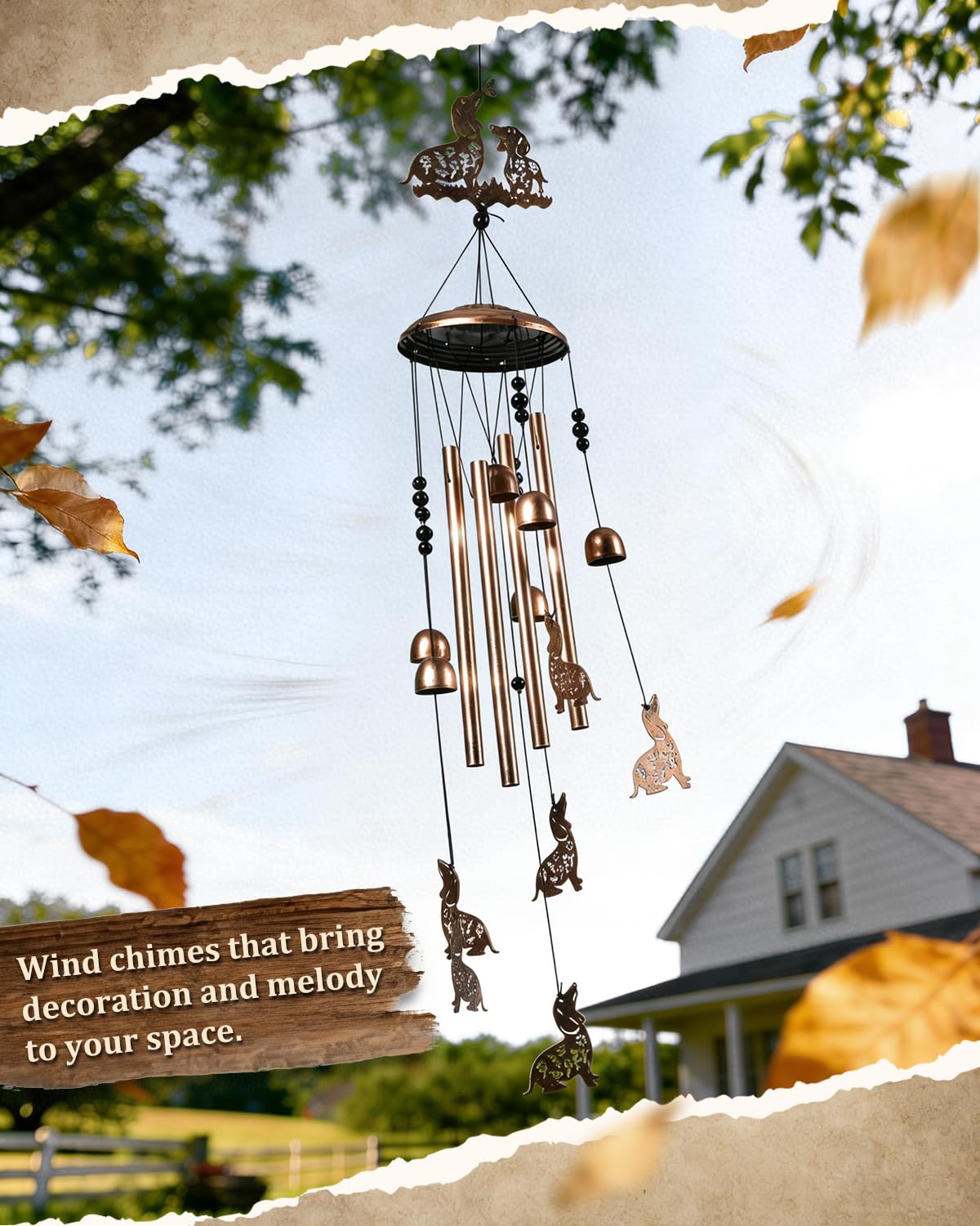 Close-up of aluminum tubes on SUNCKET wind chimes