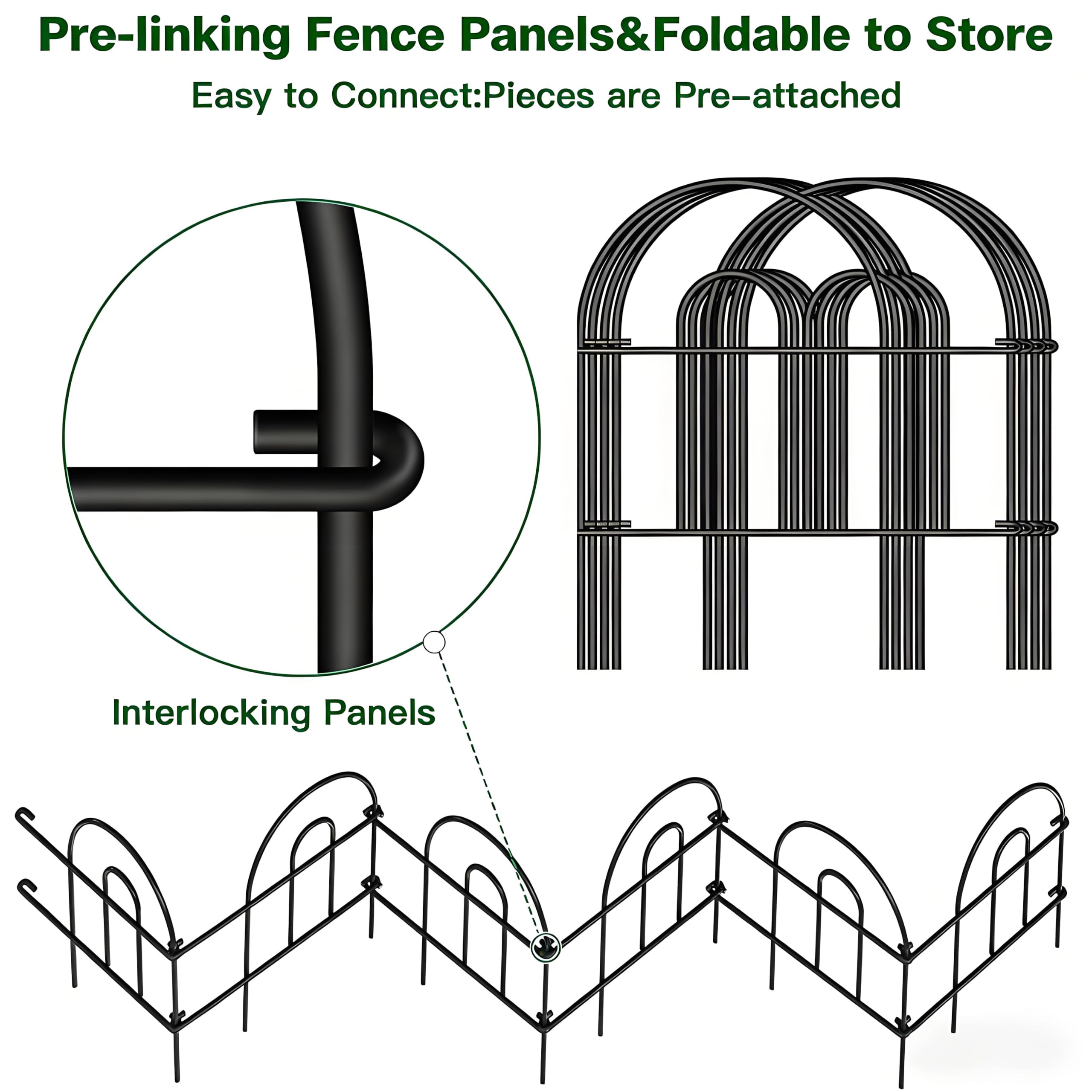 Close-up of AMAGABELI garden fence showing arched detailing