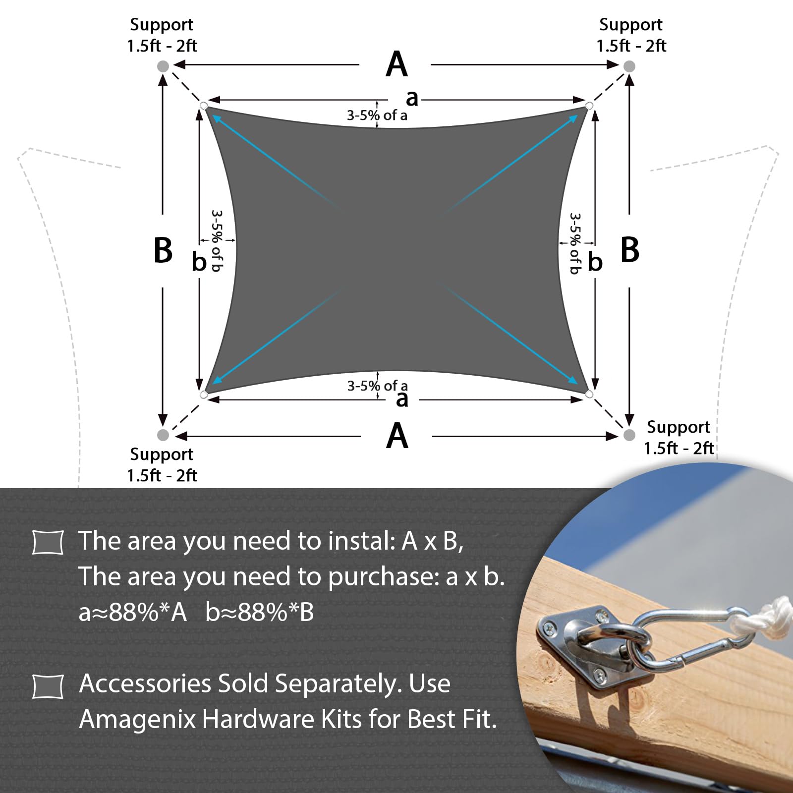 Close-up of Amagenix sun shade sail fabric texture