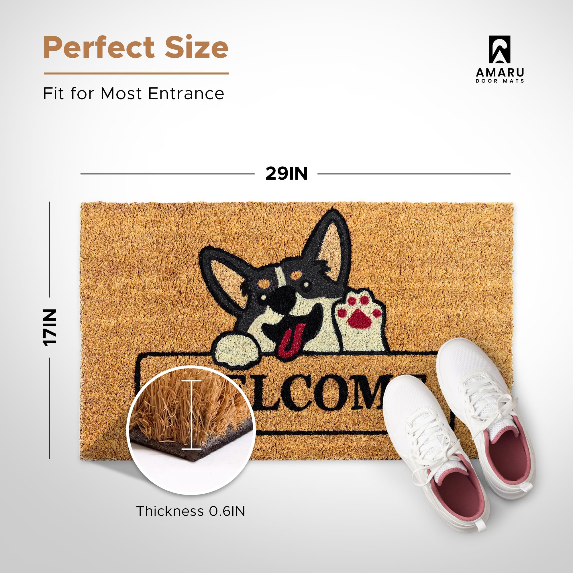 Close-up of AMARU DOOR MATS Coir Welcome Mat texture