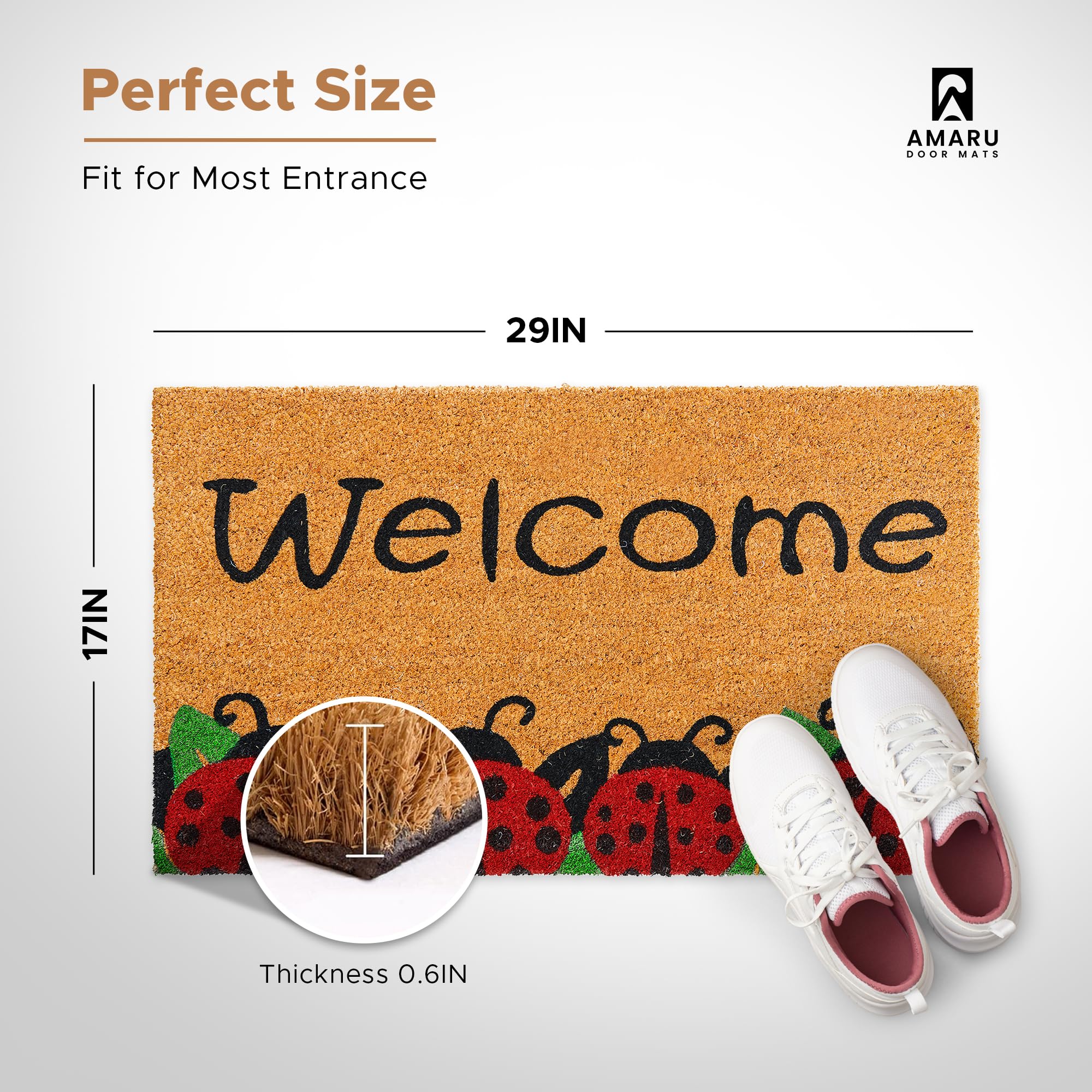 Close-up of AMARU DOOR MATS Coir Welcome Mat texture