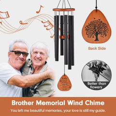 Close-up of AMBOBE wind chimes showing black aluminum tubes