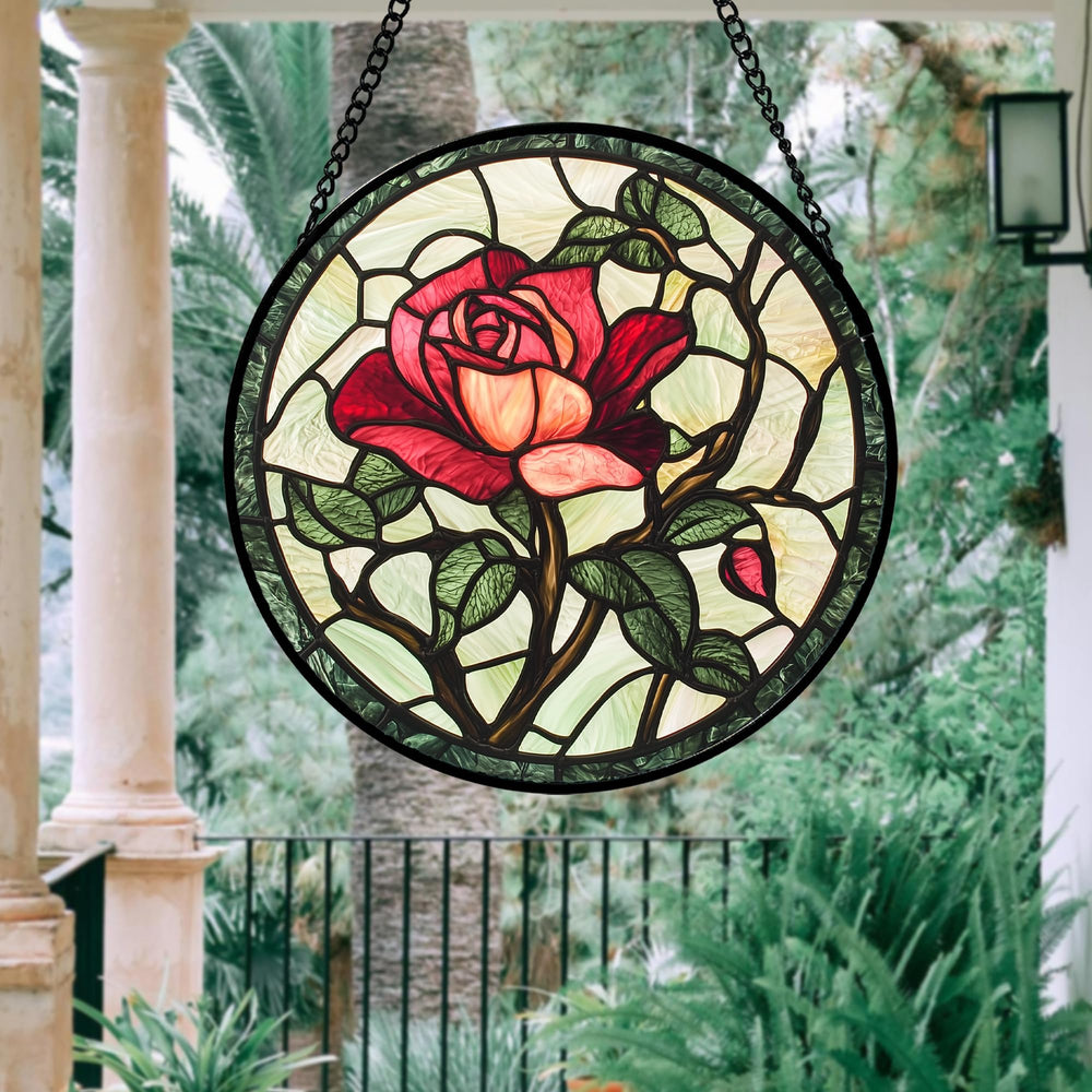 Close-up of AMDERVEN Stained Glass Suncatcher detailing