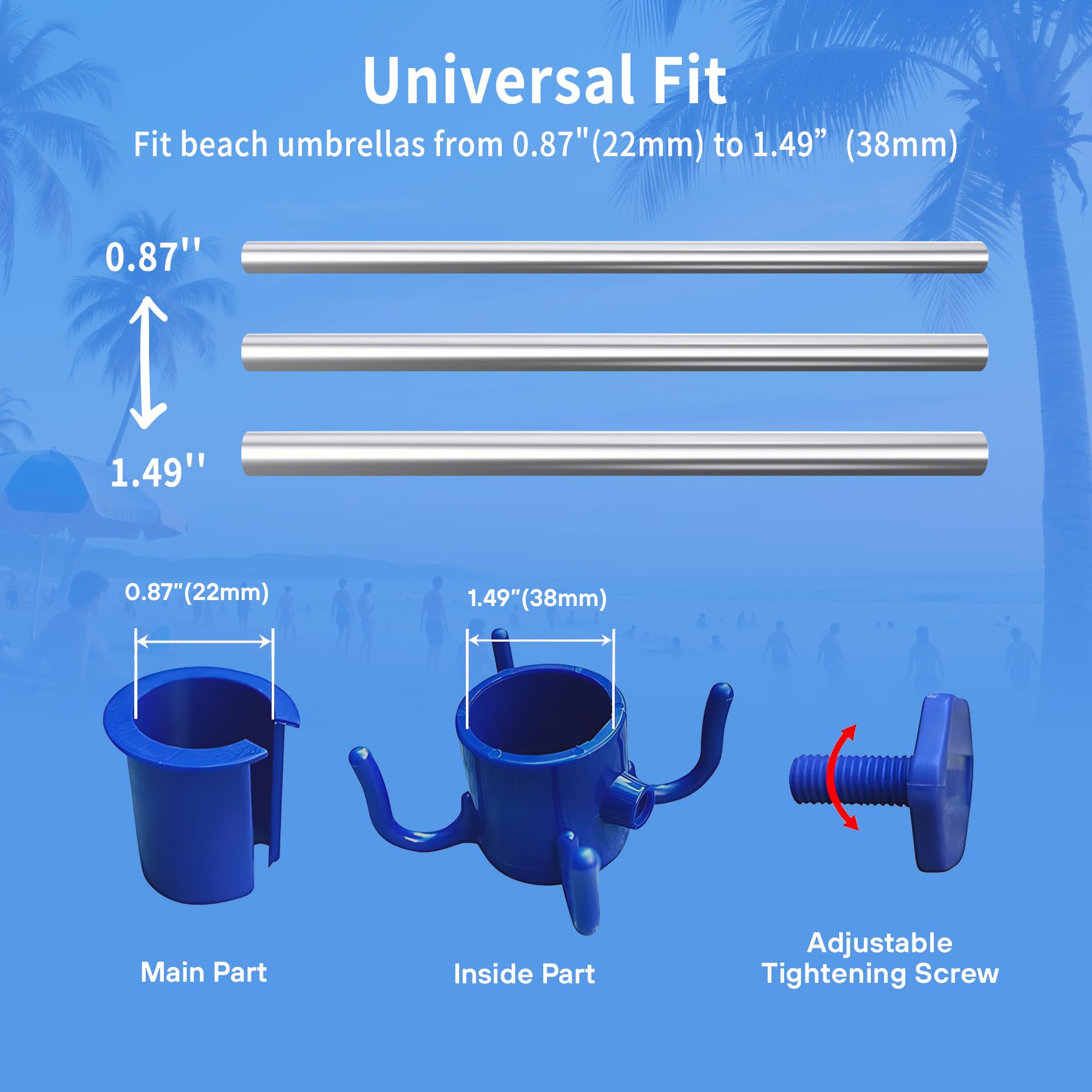 Close-up of AMMSUN Beach Umbrella Hook showing four hooks