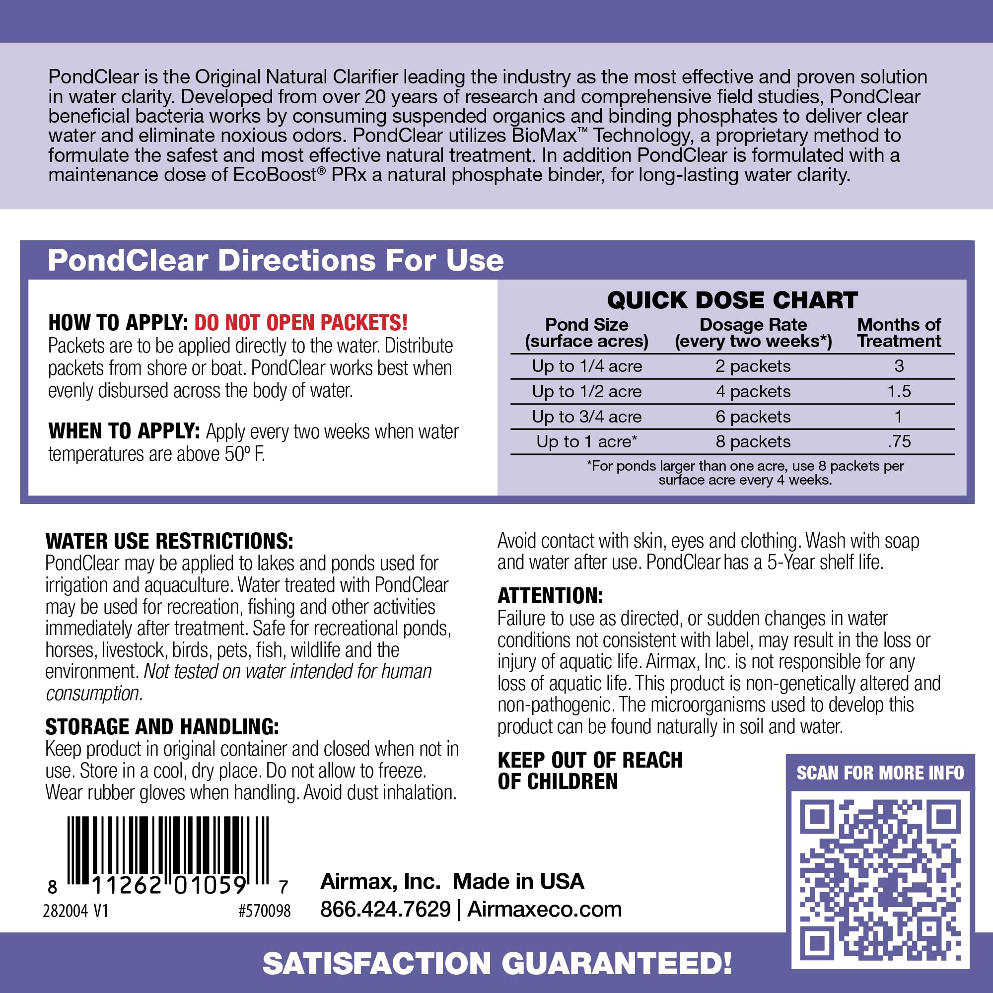 Close-up of an Airmax PondClear packet