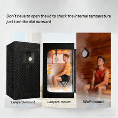 Close-up of Andelov Sauna Thermometer temperature reading