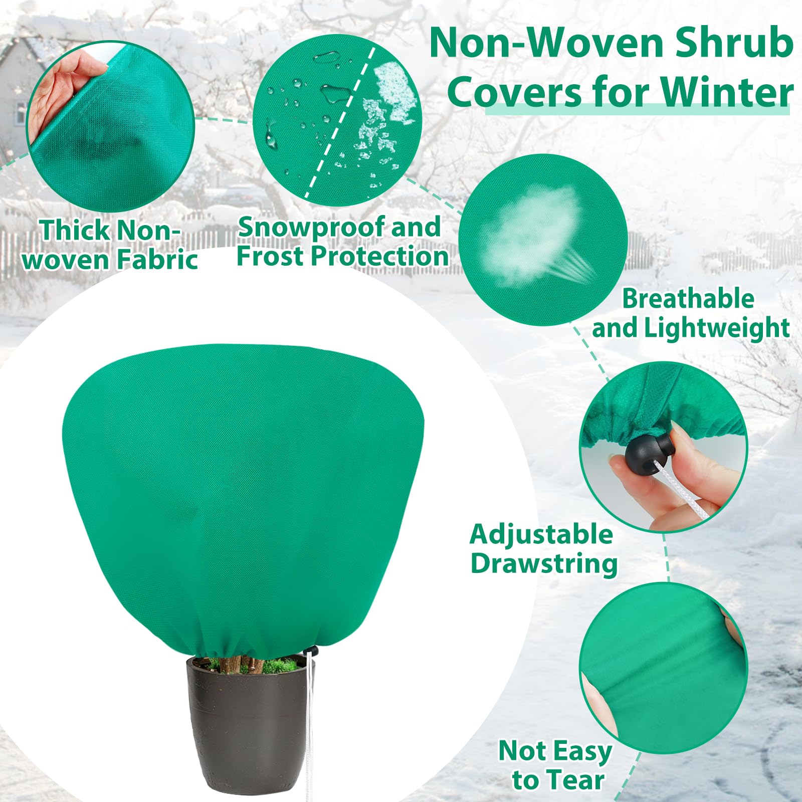Close-up of ANGAR plant cover with adjustable drawstring