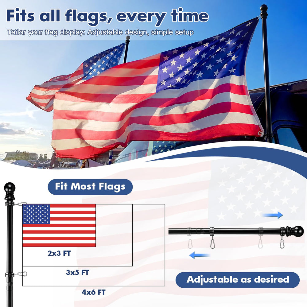 Close-up of Anovo flag pole rings and carabiners
