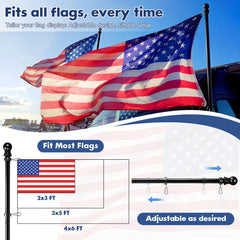 Close-up of Anovo flag pole rings and carabiners
