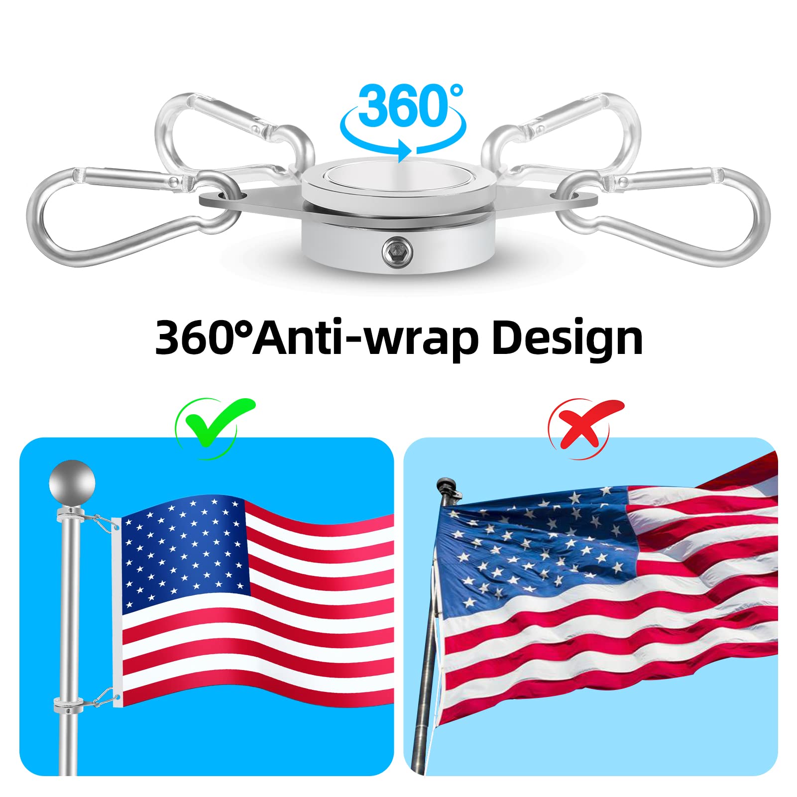 Close-up of Anovo Flag Pole Rings showing aluminum alloy material