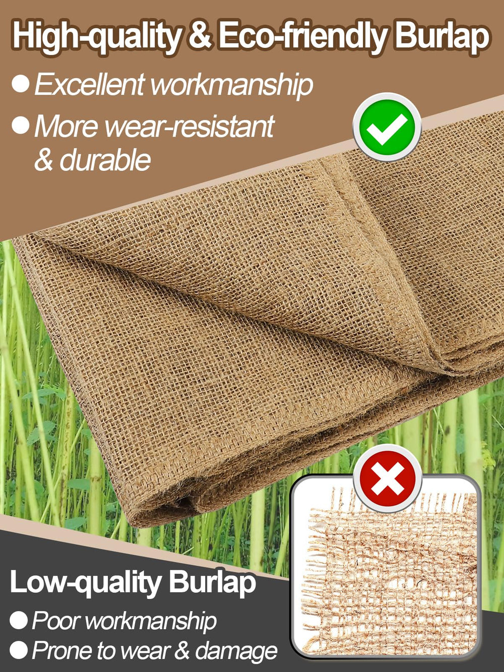 Close-up of ANPHSIN jute burlap texture and weave
