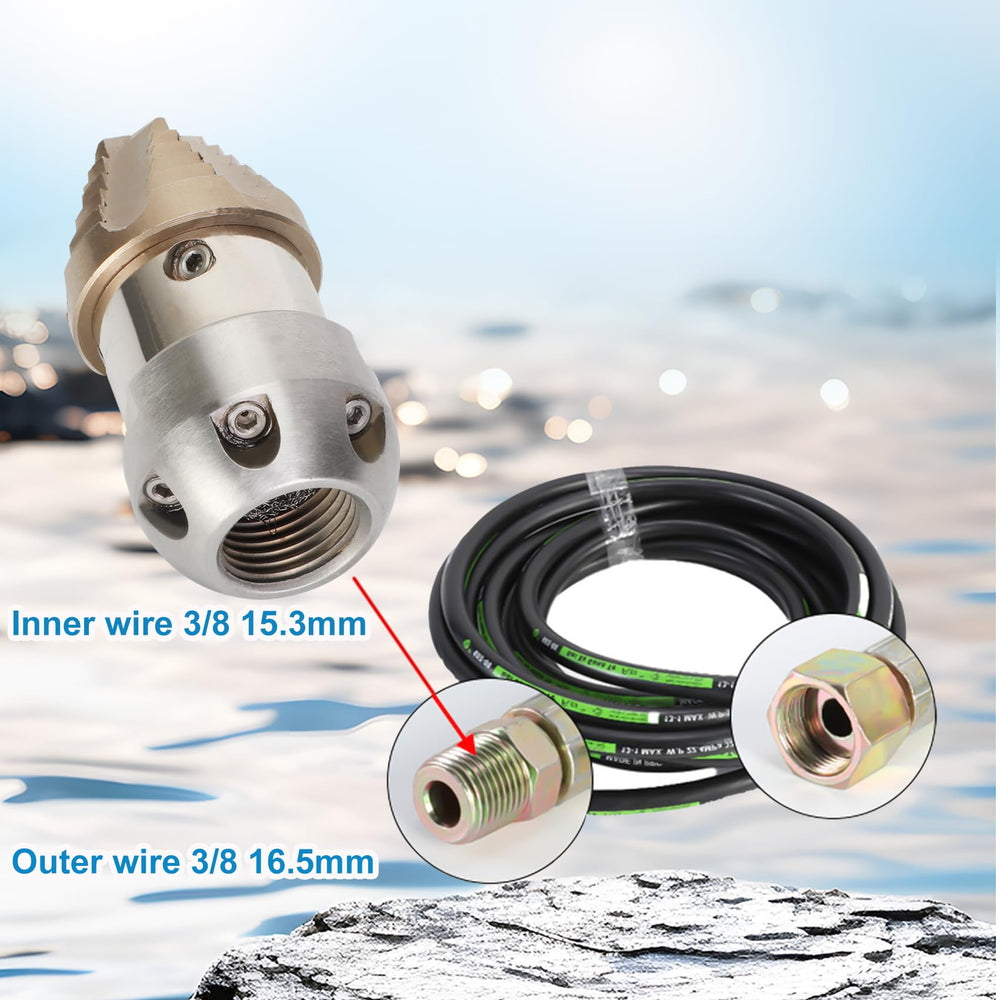 Close-up of Anrain 3/8 NPT Sewer Jetter Nozzle rotating parts