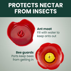 Close-up of ant moat on Perky-Pet hummingbird feeder