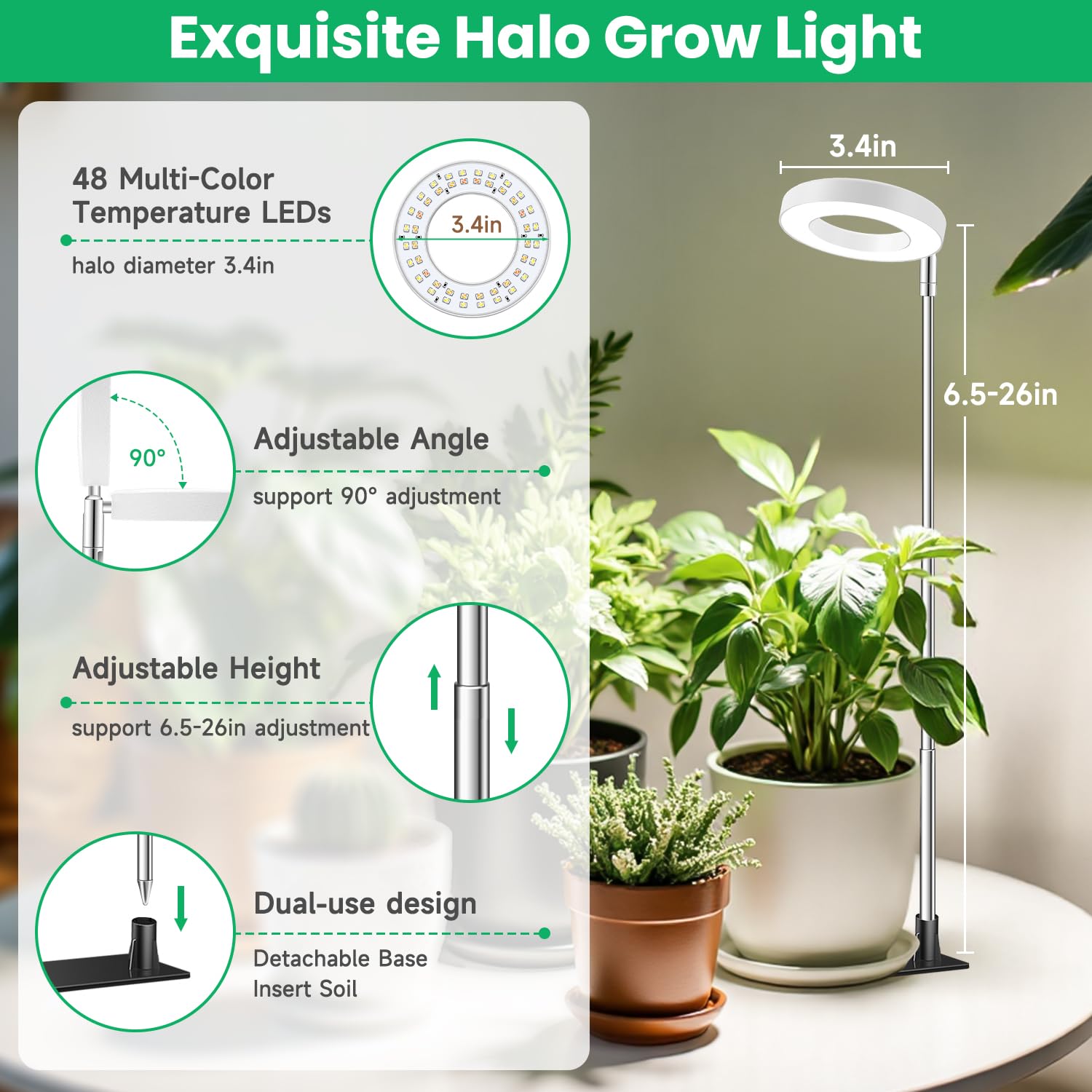 Close-up of Aokrean Halo Grow Light LED panel