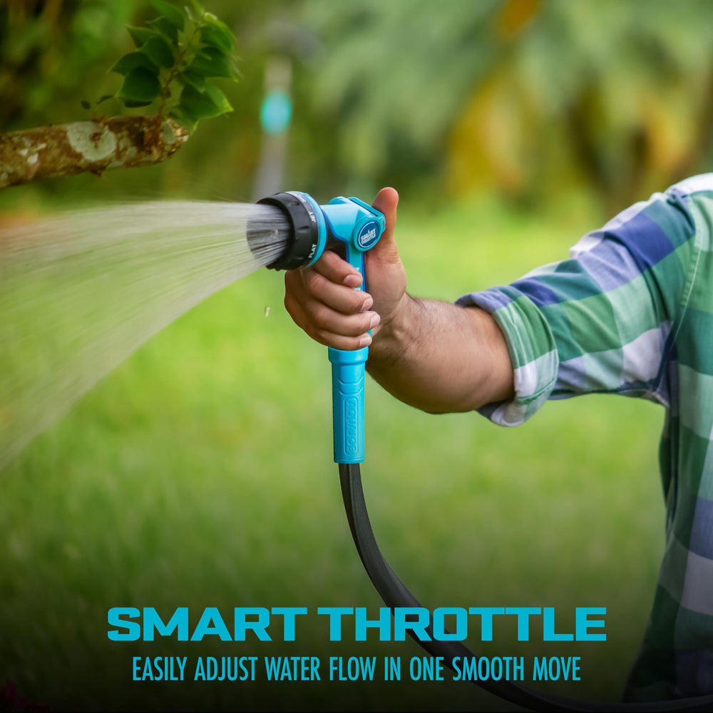 Close-up of Aqua Joe Hose Nozzle showing adjustable thumb control