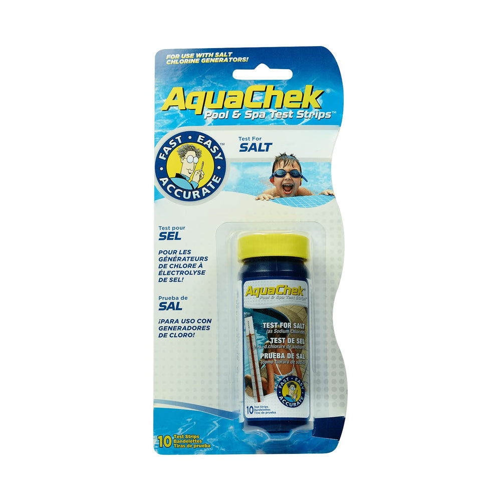 Close-up of AquaChek Salt Test Strips showing results