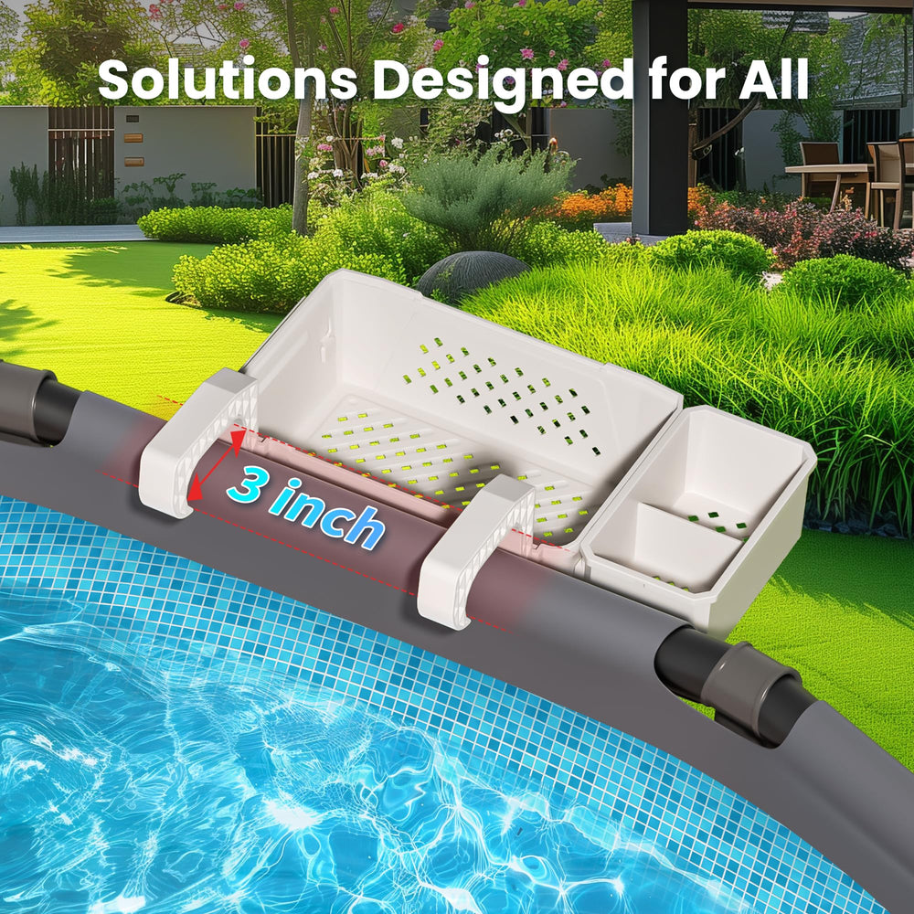 Close-up of AquaJoyer cup holder attached to a pool
