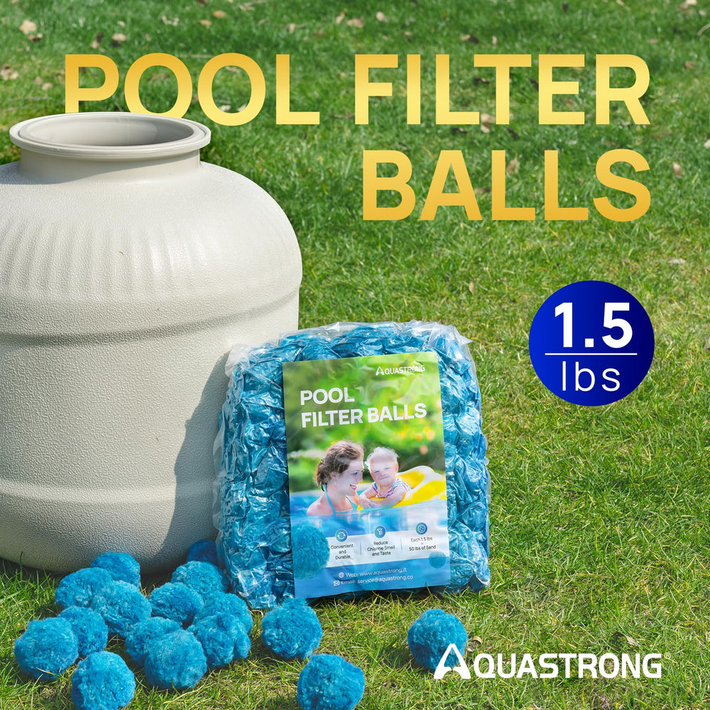 Close-up of AQUASTRONG Pool Filter Balls showing texture