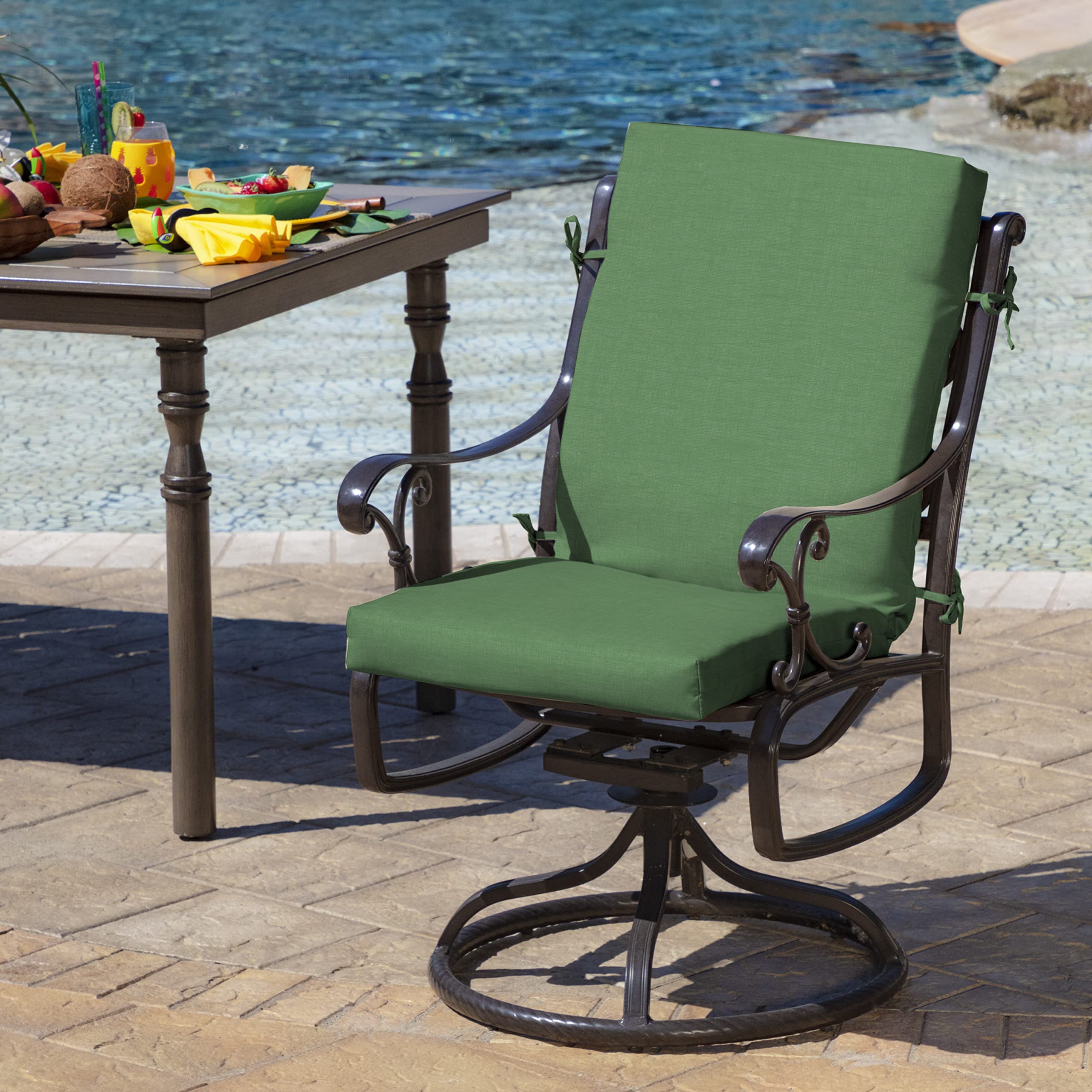 Close-up of Arden Outdoor Midback Chair Cushion ties