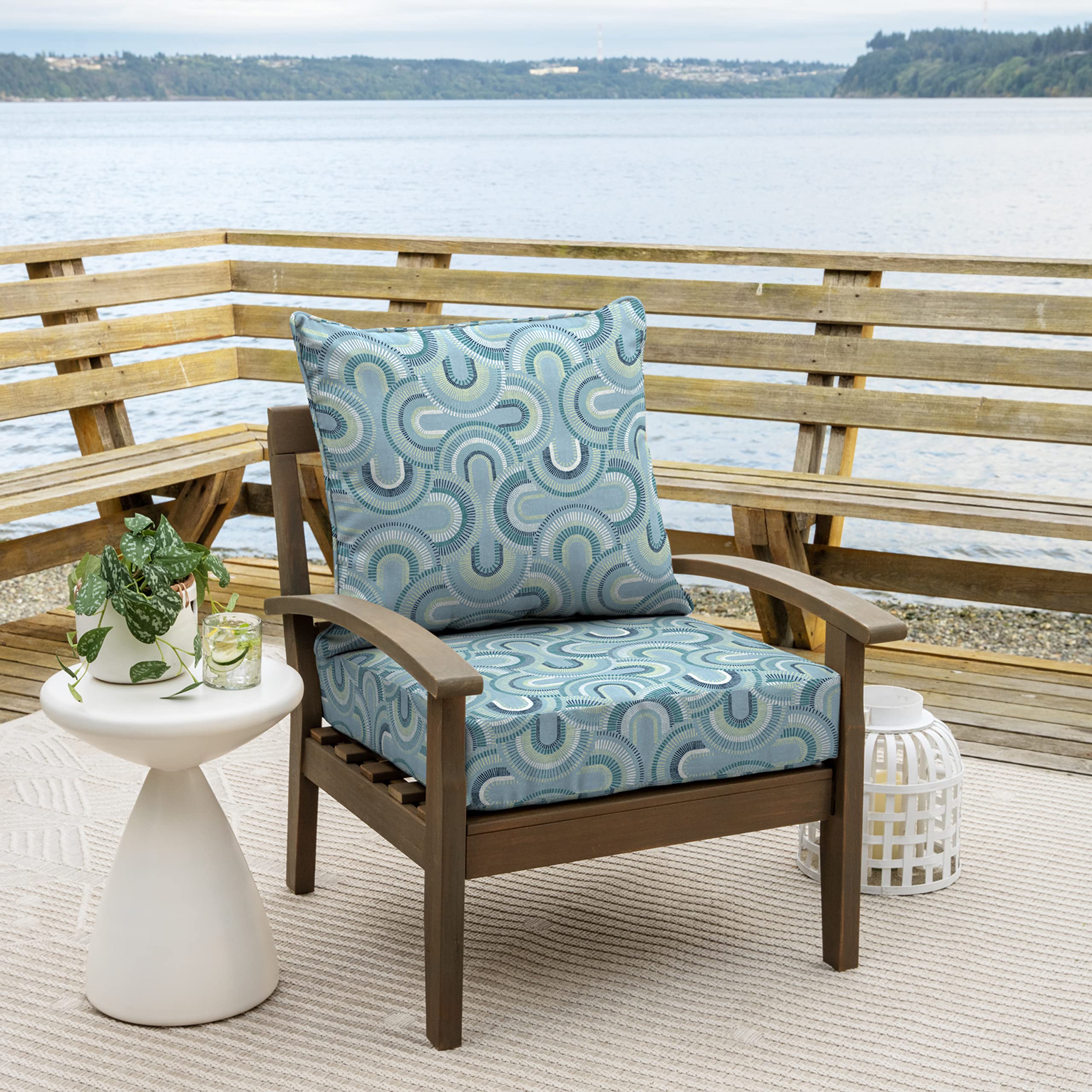 Close-up of Arden Selections seat cushion showcasing 6-inch poly fill