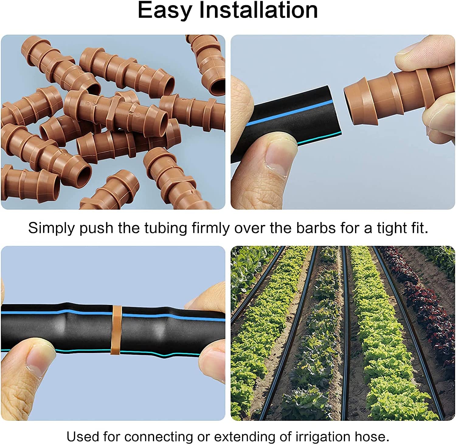 Close-up of Arfun barbed coupling fitting for easy installation