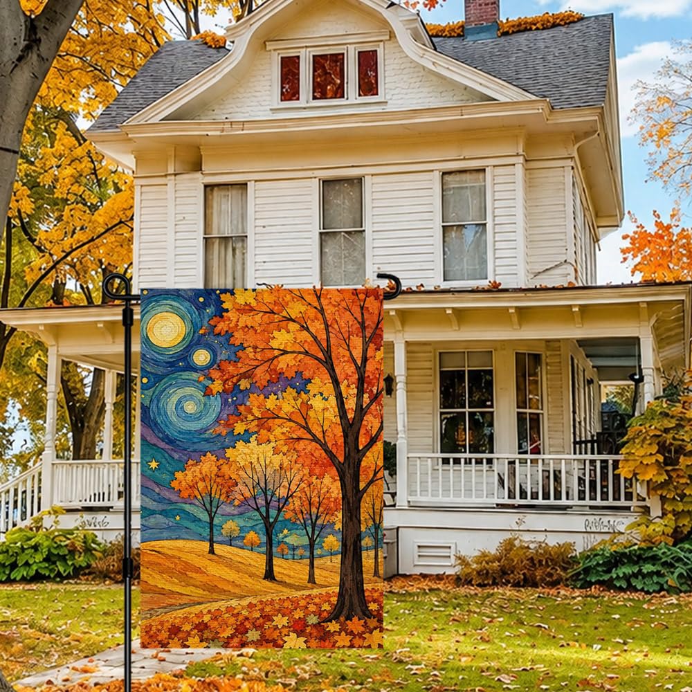 Close-up of ARGOOGF Fall Garden Flag with high-quality polyester material