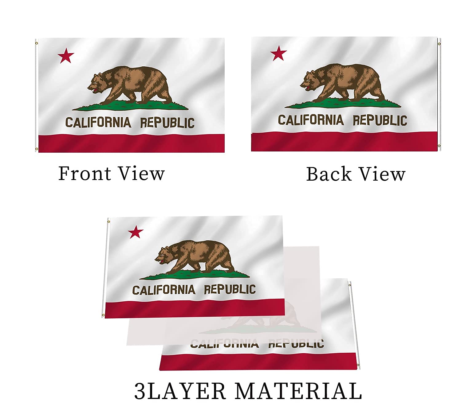 Close-up of ARSOF California flag grommets