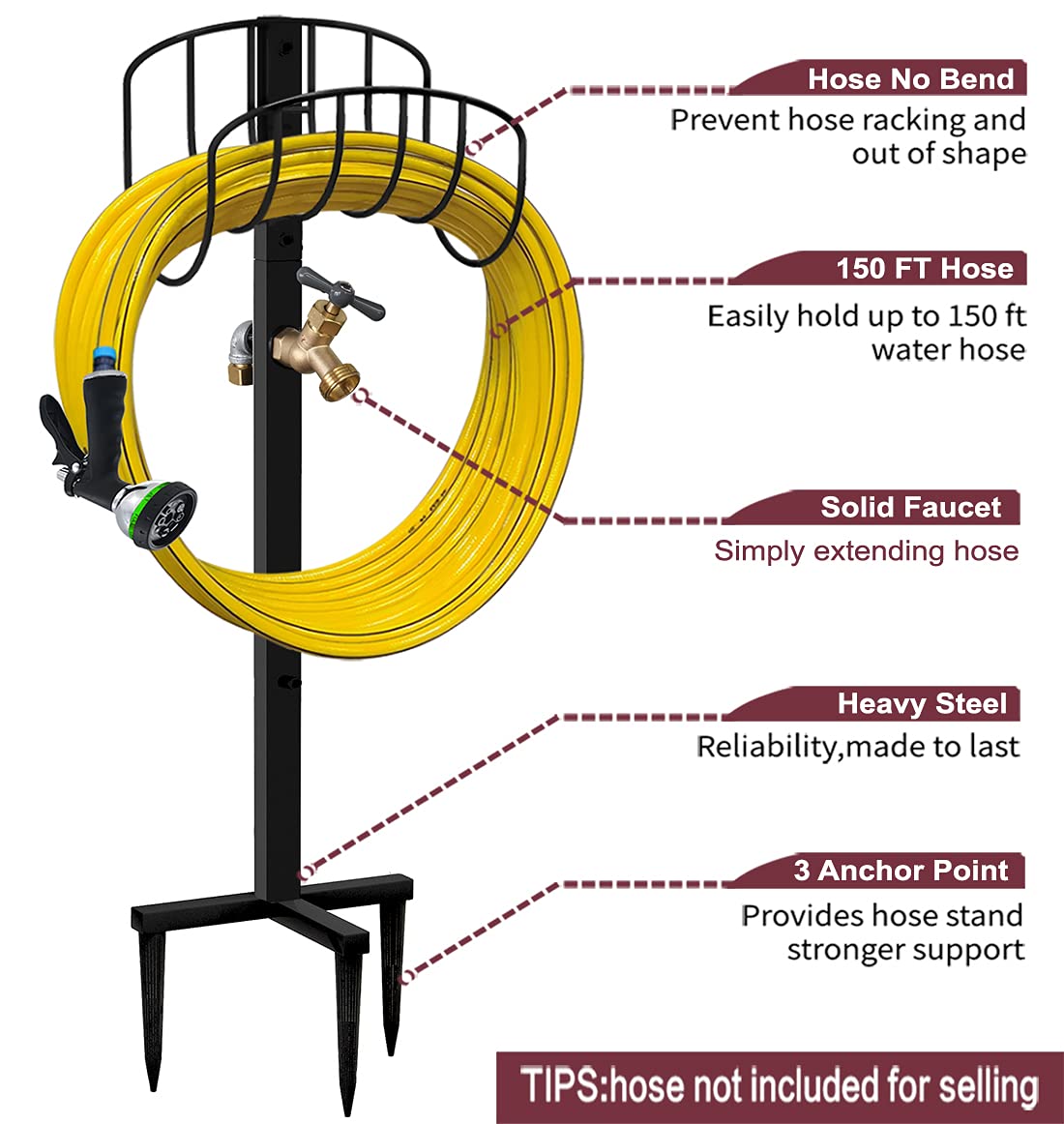 Close-up of Artigarden hose holder with heavy gauge steel construction