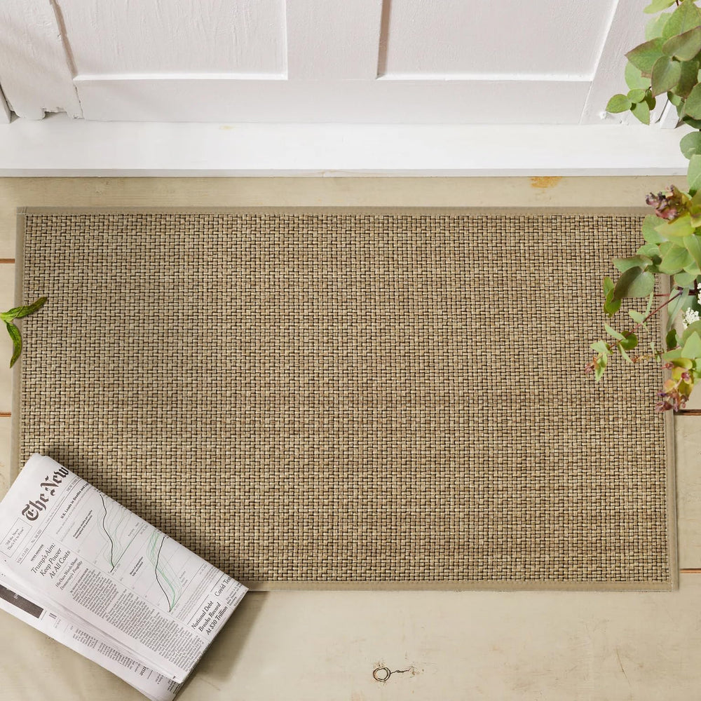 Close-up of Artoid Mode Kitchen Doormat's chenille surface