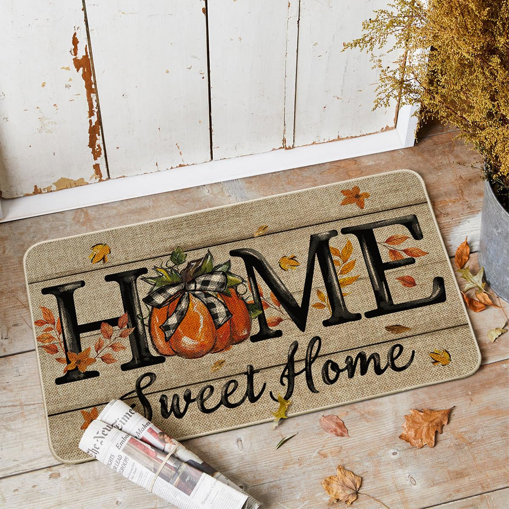 Close-up of Artoid Mode Pumpkin Doormat non-slip rubber backing