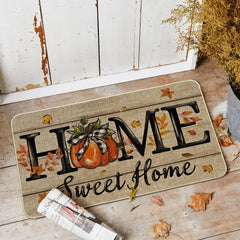 Close-up of Artoid Mode Pumpkin Doormat non-slip rubber backing