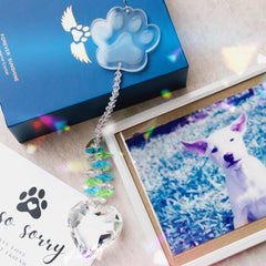 Close-up of ARUN Pet Memorial Suncatcher showcasing vibrant colours