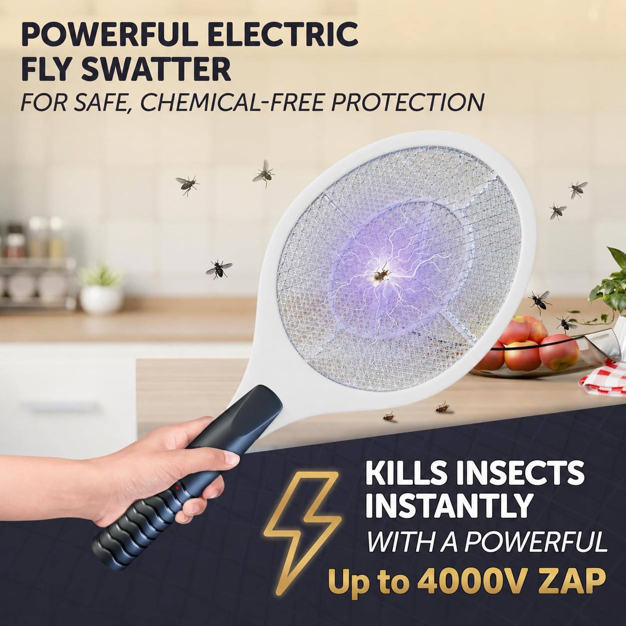 Close-up of ASISNAI Electric Bug Zapper Racket mesh grid