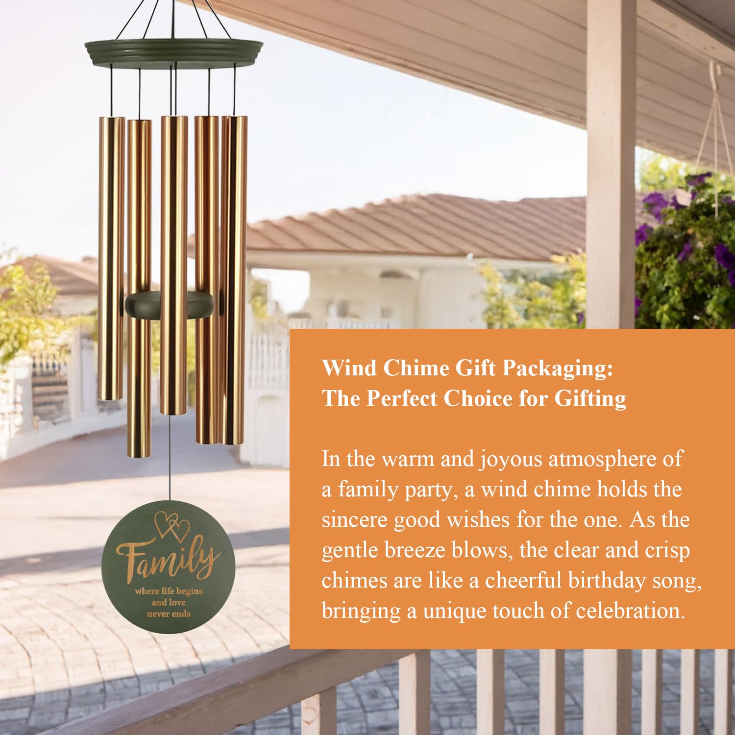 Close-up of ASTARIN Tree of Life pendant on wind chime